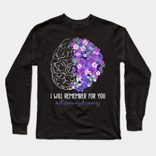 I Will Remember For You Brain Alzheimer's Awareness Women Long Sleeve T-Shirt